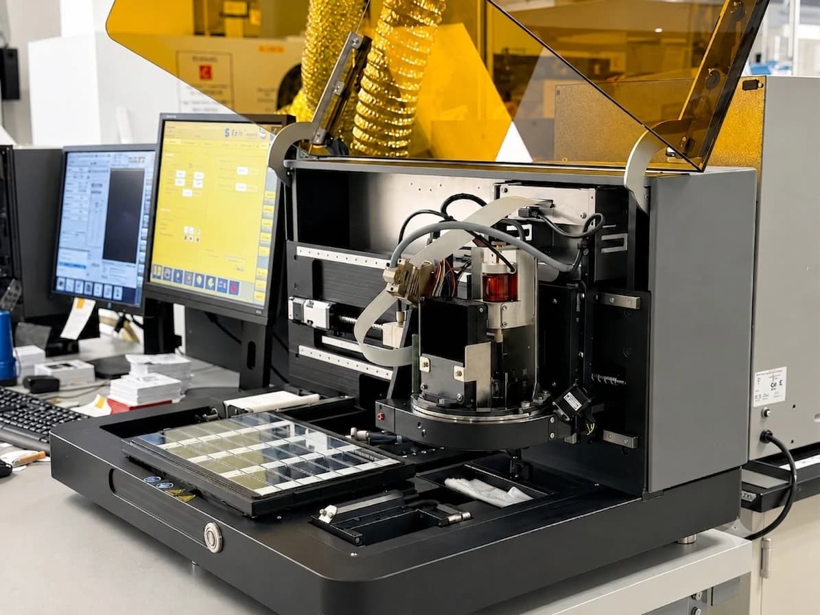 QCPRECISE instrument processing a tray of slides in the lab